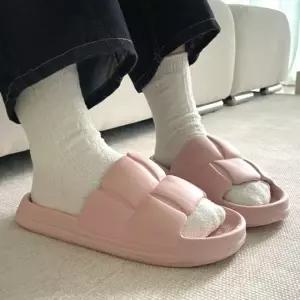 여성용 뚱카롱 슬리퍼 쿠션 핑크