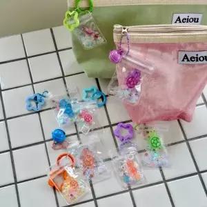 투명 PVC 미니 파우치 지퍼백 별고리 동물 귀여운 별 모양 열쇠고리