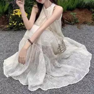 [의류] 34MN2 레이스자수 민소매 롱원피스