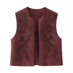 볼사스 여친 캐주얼 봄 자수 나시 조끼 질감 세무 효과 ADOR1