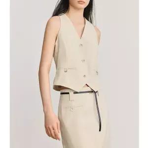 볼사스 여성용 빈티지 캐주얼 브이넥 정장 조끼 민소매 봄클래식 ADOR1