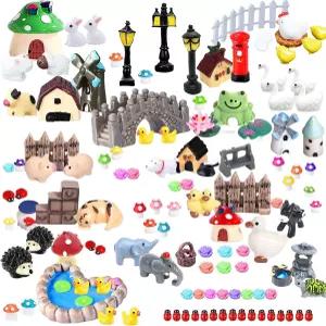 CHACANLX 123개 요정 정원 액세서리 야외 미니어처 피규어 장식품 테라리움 용품 DIY 공예품 장식 키트