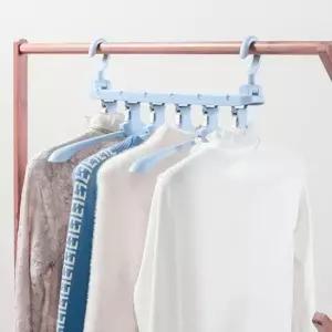 [생활] 북유럽풍 6단 접이식 옷걸이 블루