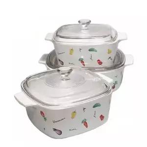 세라믹냄비 찌개 코닝 직화 사각세트 양수 냄비 도자기 가정