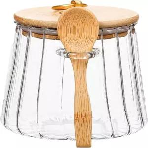 CNWSGEM 설탕 그릇 용기 25.36 FL OZ 유리 커피 밀폐 식품 보관 병 뚜껑 및 숟가락 캔디 바 액세서리 원두