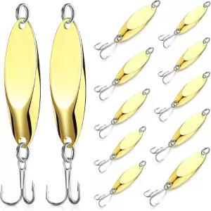 BBTO 30피스 낚시 스푼 미끼 하드 메탈 트레블 훅 스푼으로 장거리 캐스트 소금물 담수 1/5 1/4 3/8 1/2