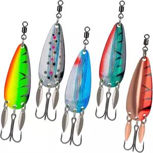 THKFISH 5pcs 소금물 낚시 미끼 내구성이 뛰어난 트레블 훅이 달린 스푼 참치 연어 그루퍼용 지그 바다