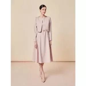 [지고트](대전신세계)JS4A0OP404[노블 실루엣 벨티드 레이어드 원피스]