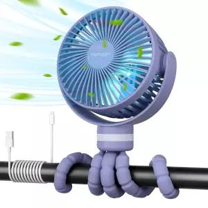 맘코지 휴대용 유모차 팬 8000mAh 27시간 초장기 배터리 수명 탈착식 4단 360° 회전 LED 야간 조명 2가지