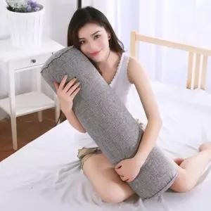 홈스테이 면마 원통 쿠션(15x60cm) (그레이) 원기둥 롱쿠션 일자 L 틈새매트리스 낮잠 커비 독서 미용실 침