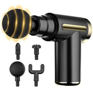 코소코 미니 휴대용 마사지 건, 6단 속도의 딥 티슈, 4개의 헤드가 있는 무선 근육 마사지기, 타입-C 충전, 여행 크기, 최고의 선물