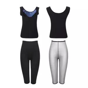 [퍼니메이커]헬스 땀복 여성용 위아래 이너 사우나 수트 세트 코디 땀복나시 여자땀복나시 여성땀복나시 사