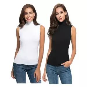 민소매나시 여자 여름 터틀넥 민소매 나시티 폴라티 이너 슬림핏