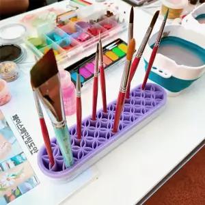 실리콘 브러쉬홀더 미술용품 붓 꽂이 정리 스탠드 러시 화장솔 트레이 통케이스 소품함 필기구함