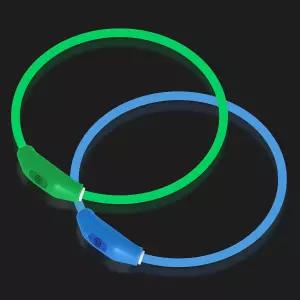 Novkin 2팩 LED 도그 칼라 라이트 업 야간 보행을 위한 충전식 유니버설 소형 중형 대형견 그린앤블루용