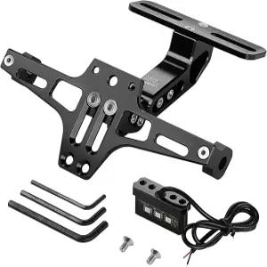 케미모토 범용 오토바이 번호판 브래킷 LED 라이트 펜더 제거 키트 CNC 알루미늄 테일 정리 홀더 마운트