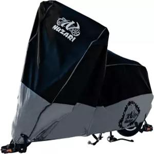 누자리 헤비 듀티 소형 250cc 오토바이 커버 - 방수 야외 보관함 베스파 E-바이크 모페드 커버(블랙/실버