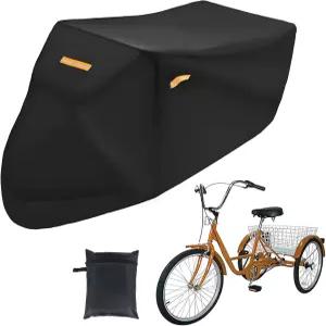 세발자전거 커버 전기 강력한 자외선 차단 및 방풍 방수 헤비 듀티 옥스포드 천 블랙