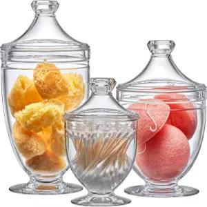 놀라운 애비 - 아스파이어 플라스틱 욕실 용기(3피스 세트 46/34/12온스)(유리 아님) 화장실용 아크릴 약용