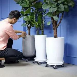 화분 받침대 이동식 원형 물받침 소형 바퀴형 거치대