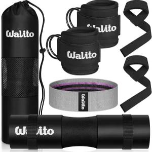 WALITO 7Pcs 고관절 스러스트용 바벨 패드 세트 - 스쿼트 바 배드 여성용 짐 액세서리 벤치 프레스 발목