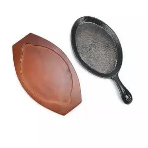 볶음팬 손타원후라이 통주물팬 목판받침대 세트(4호)