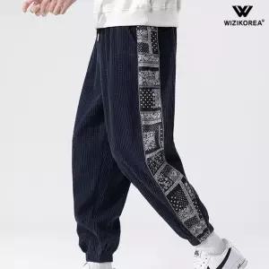 남성 코듀로이 조거팬츠 페이즐리 골덴 밴딩 트레이닝 바지 WI242PN
