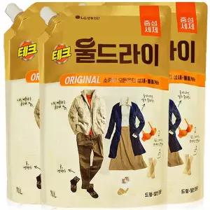 테크 섬유보호 중성세제 리필 엘지생활건강 울드라이 오리지널 1.3L 3개
