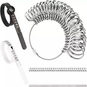 링 사이즈 측정 도구 키트 금속 측정기 및 미국 게이지 0-13 여성용 하프 포함 2PCS 재사용 가능한 테이프