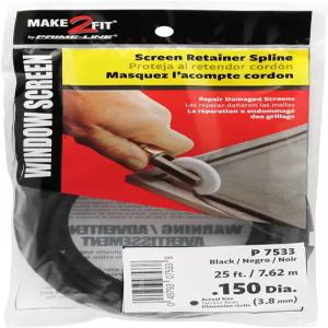 프라임 라인 P 7533 스크린 리테이너 스플라인 0.150인치 25피트 검은색(1롤)