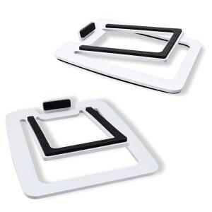 산윤 SW601 15 기울어진 책상 스피커는 컴팩트 2인치-3인치 컴퓨터 PC 책장 모니터 스피커, 스틸 메탈 베이스 및 댐핑 폼 패딩 페어, 화이트 을 의미합니다