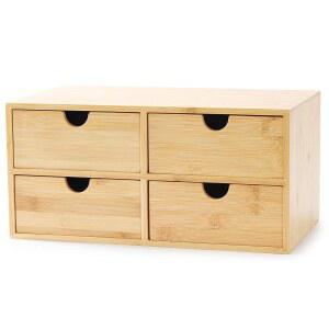 WISUCE 대나무 조립 정리함 가정용 미니 정리함 수납 데스크톱 4개 위한 책상 세면도구를 사무용 필요 서랍 없음 테이블탑