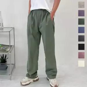 린넨바지 남성 크런치 와이드 스타일 허리 밴딩 캐주얼 바지