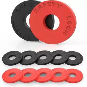 달퀴스 12개 기타 스트랩 잠금장치 실리콘 보호용 프리미엄 블록(레드 및 블랙)