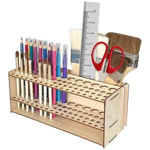 헤슈유 나무 정리대 책상 구멍 홀더 홀더 페인트 구획 브러시 공구 67 스탠드 대형