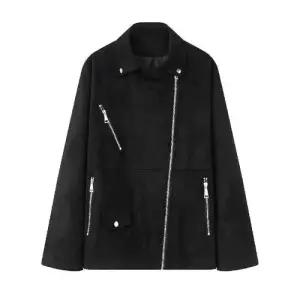 여성 가을 야구 질감 긴팔 재킷 코트 모터사이클 세무 지퍼 장식 칼라 점퍼 DUCHI3