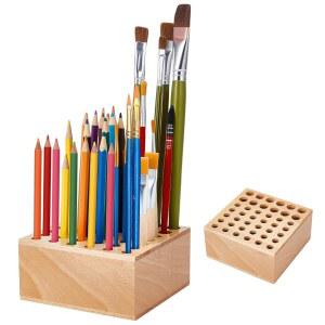 트윙클몬 비치우드 블록 나무 정리함 미술 연필 브러시 보관 페인트 홀더 도구용 메이크업 42홀