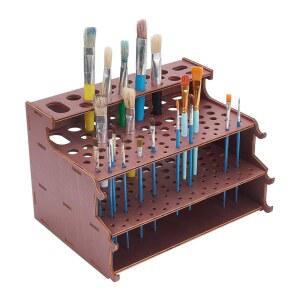 PH PANDAHALL 나무 보관 스탠드 홀더 데스크톱 수채화 페인트 문구용 디스플레이 연필 정리함 3단 브러시 아티스트