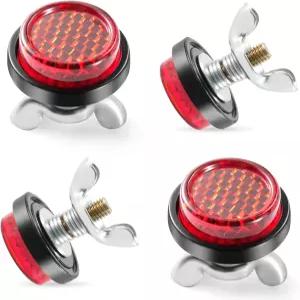 alpmosn 4PCS 반사 번호판 나사 빨간색 알림 리플렉터 패스너 볼트 및 너트 차량용 오토바이 트렁크