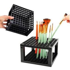 YQLDAU 2팩 모델링 미술 홀더 브러시 연필 페인트 정리대 96홀 브러시 홀더 용품용 책상 도구 사무실 플라스틱 아트 연필