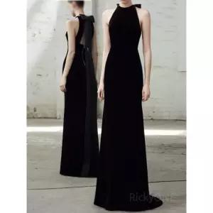 벨벳 홀터넥 롱드레스 이브닝드레스 블랙