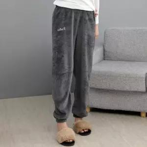 여자 밍크 수면바지 플리스 그레이 극세사 수면바지 두꺼운 수면바지 융기모 바지 집에서입는바지 방한바지