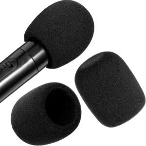 피리우오 2Pcs 마이크 커버 폼 마이크용 소프트 윈드스크린 휴대용 보호 (블랙)