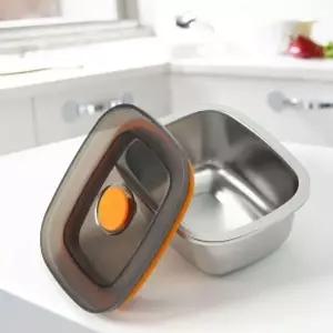 (온프레시) 전자레인지 스텐 밀폐용기 직사각 250ml 진공밀폐용기