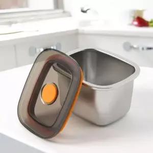 (온프레시) 전자레인지 스텐 밀폐용기 직사각 450ml 진공밀폐용기