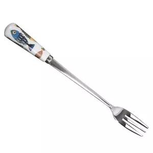 유럽풍 블루피쉬 도자기핸들 스텐 티포크-소 케이크 과일 찍어