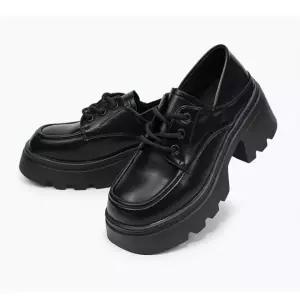 레이스업 빈티지 가죽워커 슈즈 여성 신발 키높이 여자 발편한 정장구두 감성