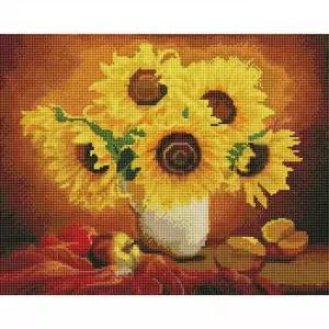 TBZ 해바라기 화병 (캔버스) 보석십자수 40x50 큐빅십자수 비즈십자수