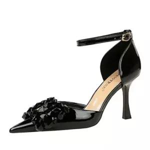 셉띠엠브레 여자웨지힐 샌들 웨지힐 힐 에나멜 펌프스 큐빅리본 스트랩 고양이 굽 UNO5