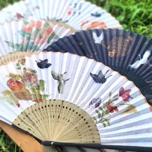 [민화샵] 율아트 전통 민화 실크 부채 합죽선 미니 고급 대나무 외국인 선물 